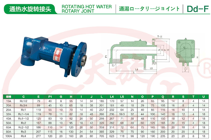Dd-F型旋轉接頭技術參數(shù)